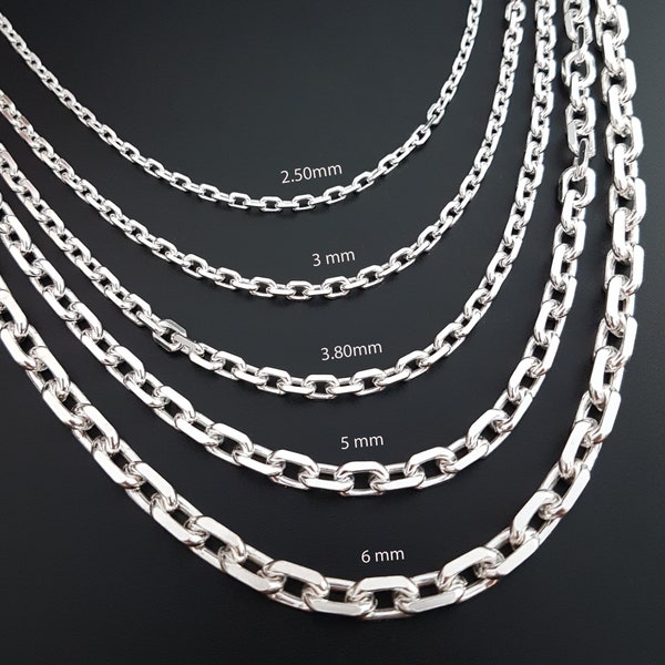 Italian Anchor chain necklace,925 Sterling silver chain necklace,Cable chain,Chain for men,Chain for women,Christmas jewelry