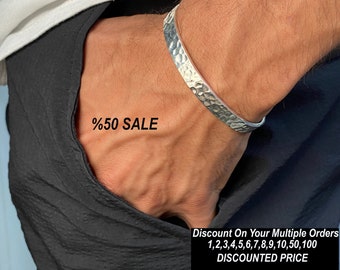 925 sterling zilveren handgemaakte manchetarmband voor mannen, armband voor mannen, unisex manchetarmband, armband mannen, cadeau voor hem, herenarmband