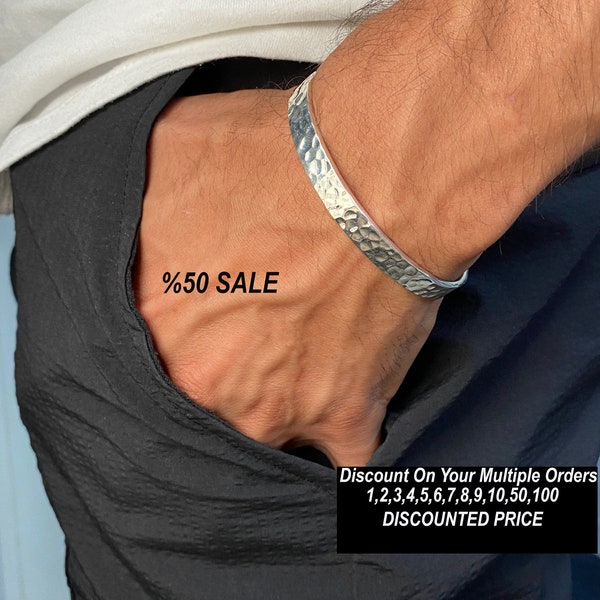 925 Sterling Silber Handmade Cuff Armband für Männer,Armband für Männer,Unisex Cuff Armband,Armreif Männer,Geschenk für ihn,Herren Armband