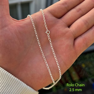 925 Sterling Silver Chain,Necklace Chain For Women And Men,Chain For Pendant,Cable Rolo Box Singapore Snake Foxtail And Cable With Balls 2- Rolo Chain