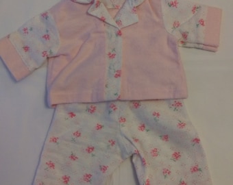 Conjunto de Pijama Ropa de Muñeca Blanca y Rosa