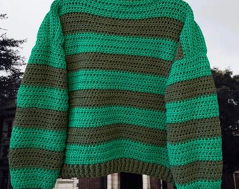 Tate Langdon Green Striped Sweater - Etsy