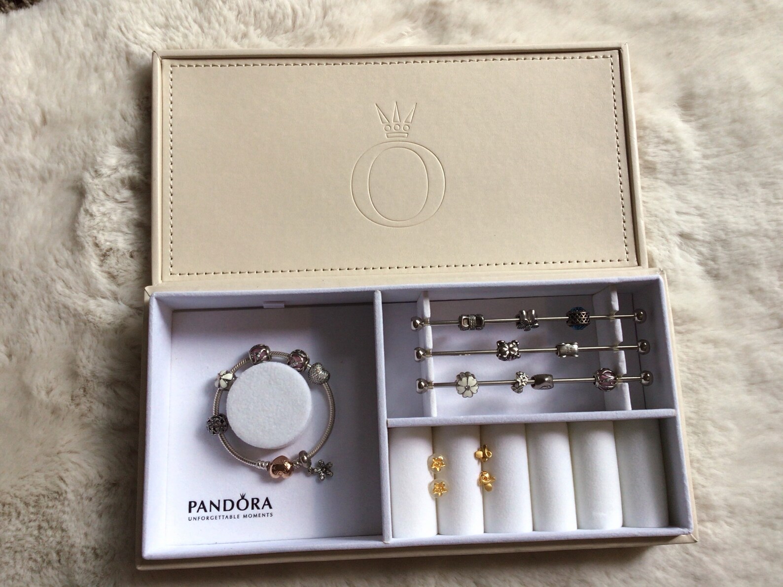 Pandora Leather Jewelry Storage Box With 3 Charm Bars for Etsy