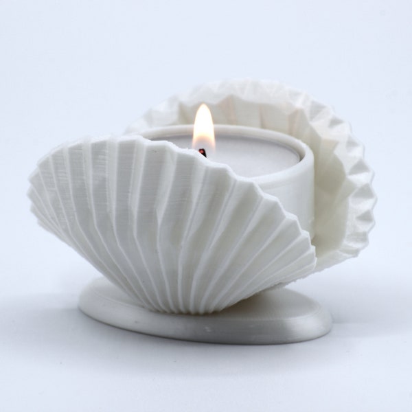 LED Teelichthalter Muschel Kerze | Maritime Deko Home Decore | Badezimmer Accessoires als Maritime Kunst | Sommer Deko Muschel Kerzenform