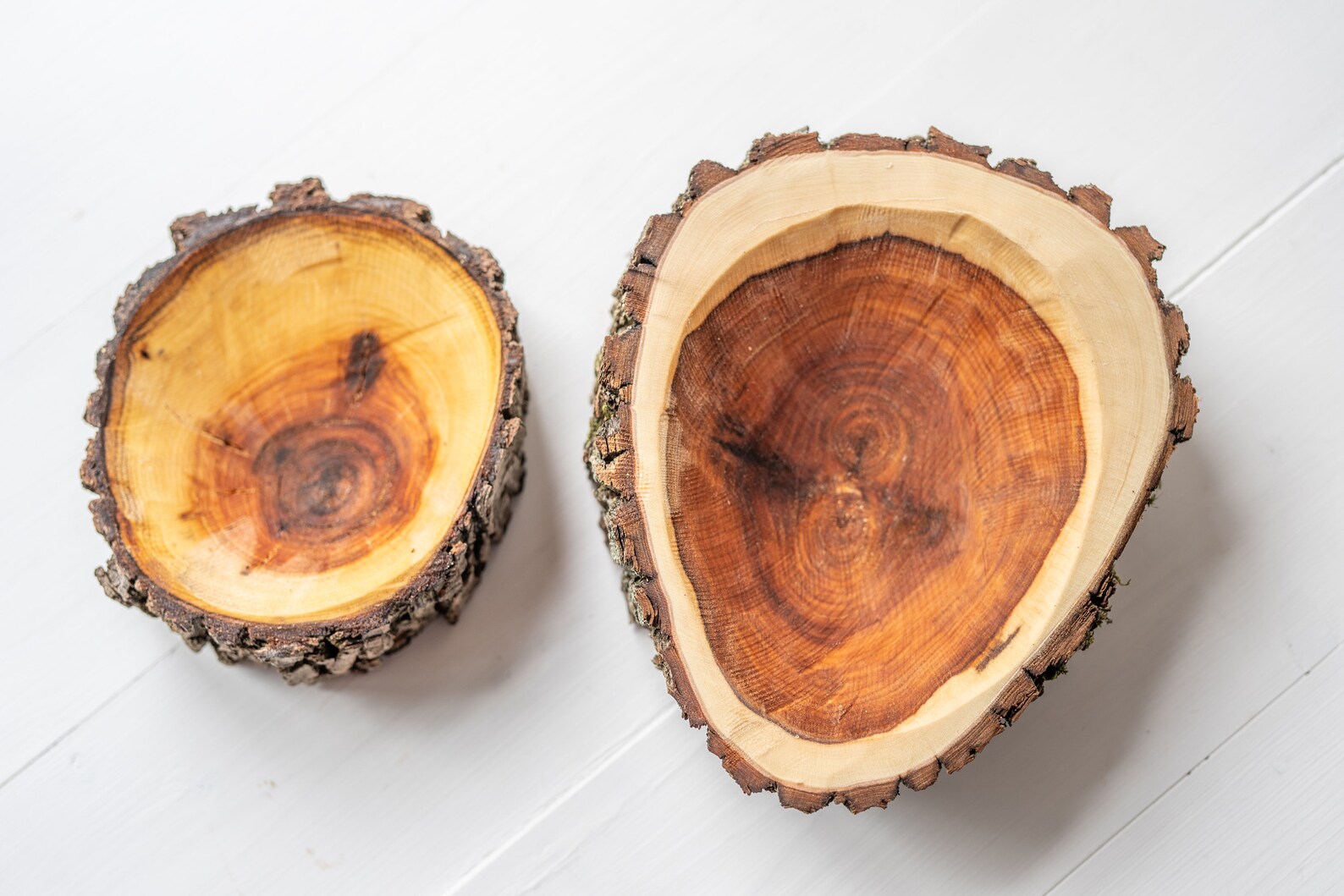 Two Beautiful Handmade Silver Willow Dry Wood Bowls With Bark Etsy
