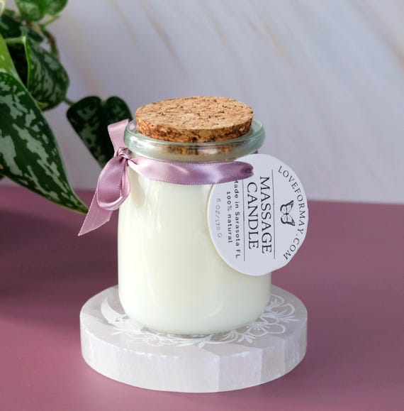 Handmade Massage Candle: Shea Butter Body Oil Candle, Toxin Free Skincare