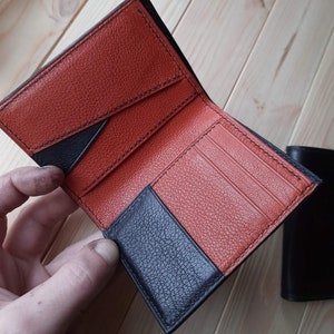 Cartera de piel de cabra italiana. Cartera tarjetero. Cartera de estudiante. Cartera de lujo. Regalo. Cartera de piel hecha a mano. Cartera personalizada