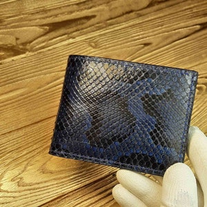Cartera plegable de piel exótica. hecho a mano. cartera de hombre de lujo. billetera para tarjetas. Cartera pequeña de piel de pitón. billetera pitón personalizada.