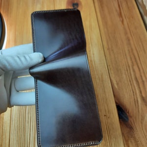 Shell cordovan brown wallet. Men&#39;s bifold wallet. Italian luxury leather wallet. Shell cordovan cardholder. Handmade from Ukraine. Monogram.