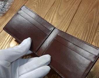 Buttero leather mini wallet / Small brown leather wallet / Luxury alligator leather wallet / Exotic leather wallet for front and back pocket