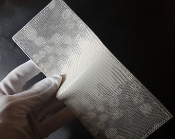 Stylish short wallet of lizard skin White luxury bifold wallet Exotic leather wallet Personalization Card wallet Handmade men's wallets