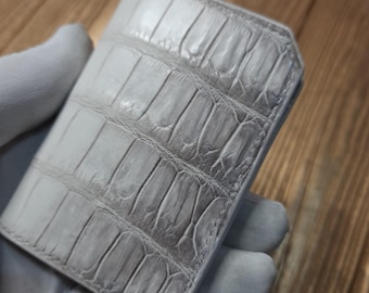 Himalayan Alligator minimalistic Cardholder / Small bifold card Wallet / Drivers License Case/ mini wallet with Exotic leather