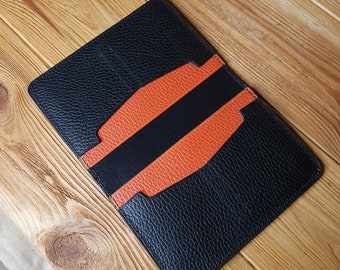 Luxury Personalized Passport case. Passport Cover Leather 2 Passport case Gift Orange end black Passport Cover Handmade Traveler's wallet