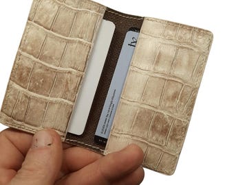 Mini wallet with Himalayan Alligator leather/ minimalistic Cardholder / Small bifold card Wallet
