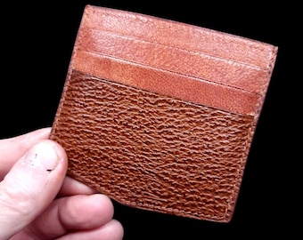 Leather card holder for 6 cards. Mini wallet made of exotic leather. Shark leather card holder.