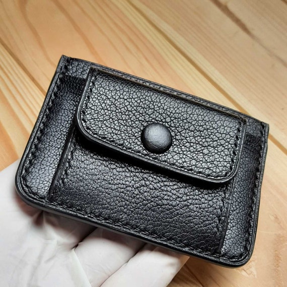 Cardholder With Coin Box and Banknote Pocket in Black French - Etsy