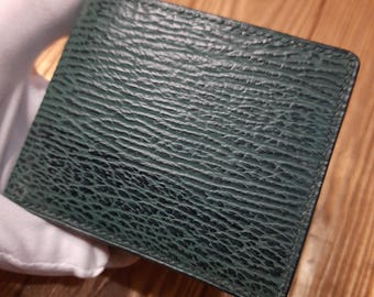 Bicolor Credit Kard wallet A bifold wallet full from shark leather Green shark leather wallet Exotic Luxury wallet Personalized man wallet