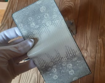 Stylish vertical full lizard leather wallet Black & White luxury bifold wallet Exotic leather Handmade bicolor men's card wallet