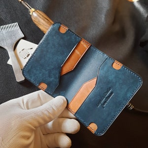 Mini cartera de tarjeta Cartera de cuero Cartera bifold de lujo Cartera de mujer cuero Cartera de hombre personalizada Iniciales Pequeño titular de tarjeta