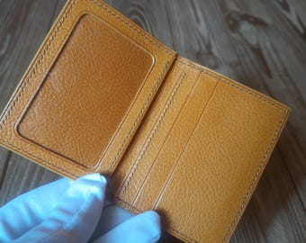 Small light brown alligator leather ID Wallet /Cardholder with ID Windows/ ID Pocket with Window/ id Passport Holder/ Drivers License Case