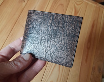 Luxury exotic wallet. Minimalist bifold wallet in African goat leather. Slim, but spacious card holder. Brown premium handmade wallet.