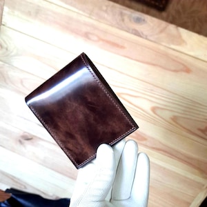 Shell Cordovan wallet/ Men's bifold wallet of Italian luxury Rocado Shell Cordovan and buttero leather/ Buttero card holder/ luxury wallet/