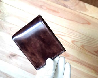 Shell Cordovan wallet/ Men's bifold wallet of Italian luxury Rocado Shell Cordovan and buttero leather/ Buttero card holder/ luxury wallet/