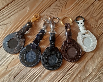 Air Tag Case in exotic Leather. Handmade. Air Tag leather holder.  Air Tag leather keychain. Air-Tag leather keyring.  Gift