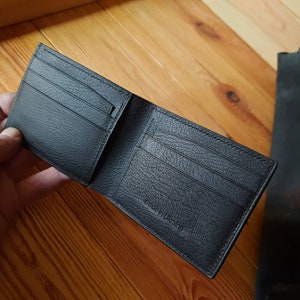 Bifold Italian goat leather wallet Luxury wallet Leather cardholder Personalization Black leather wallet Handwork Hand stitched Man wallet