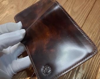 Shell cordovan leather vertical wallet /Buttero leather wallet| Men's luxury leather wallet/