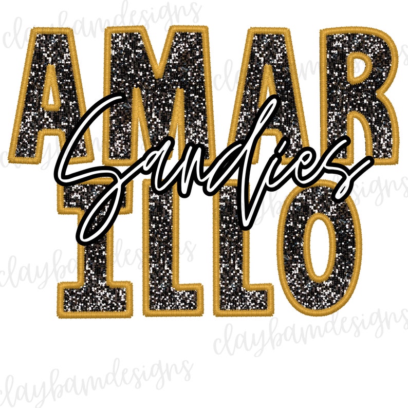 Faux Embroidery Faux Sequins PNG, Amarillo Texas , Amarillo Sandies