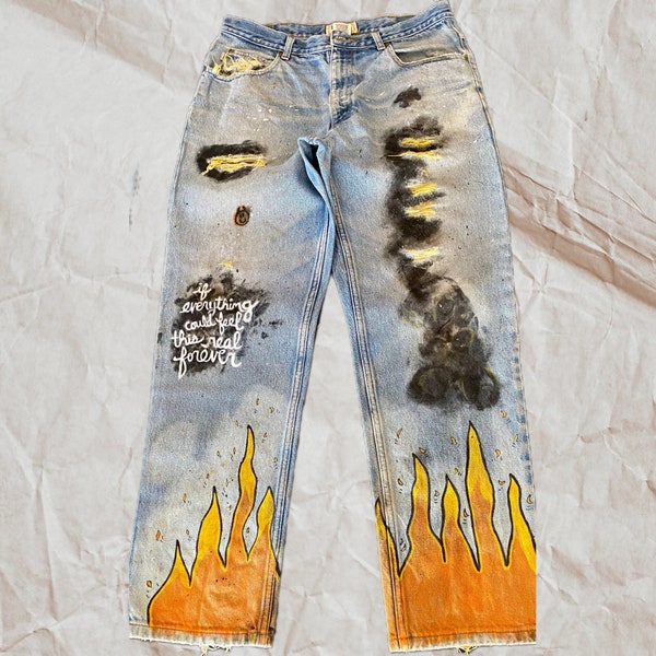 Hand Painted Jeans - Etsy