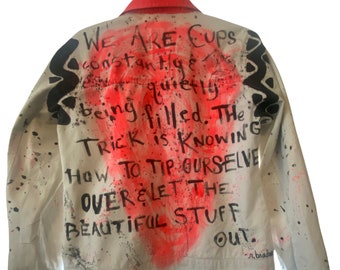 Ray Bradbury Quote Handpainted/Upcycled Lightweight Zip-up Jacket | Abstract Paint Splatter