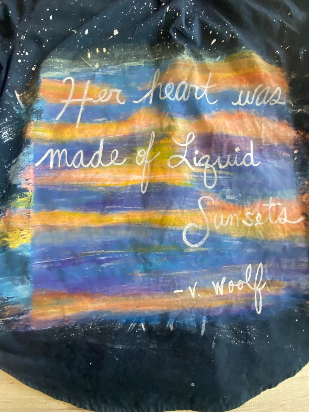 Sunset Button Down Hand Painted Abstract Sunset Upcycled Lightweight Unisex Button Down ...