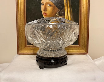 Vintage Cut Crystal Rose Bowl, Table Centerpiece