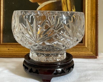 Vintage Cut Crystal Rose Bowl, Table Centerpiece