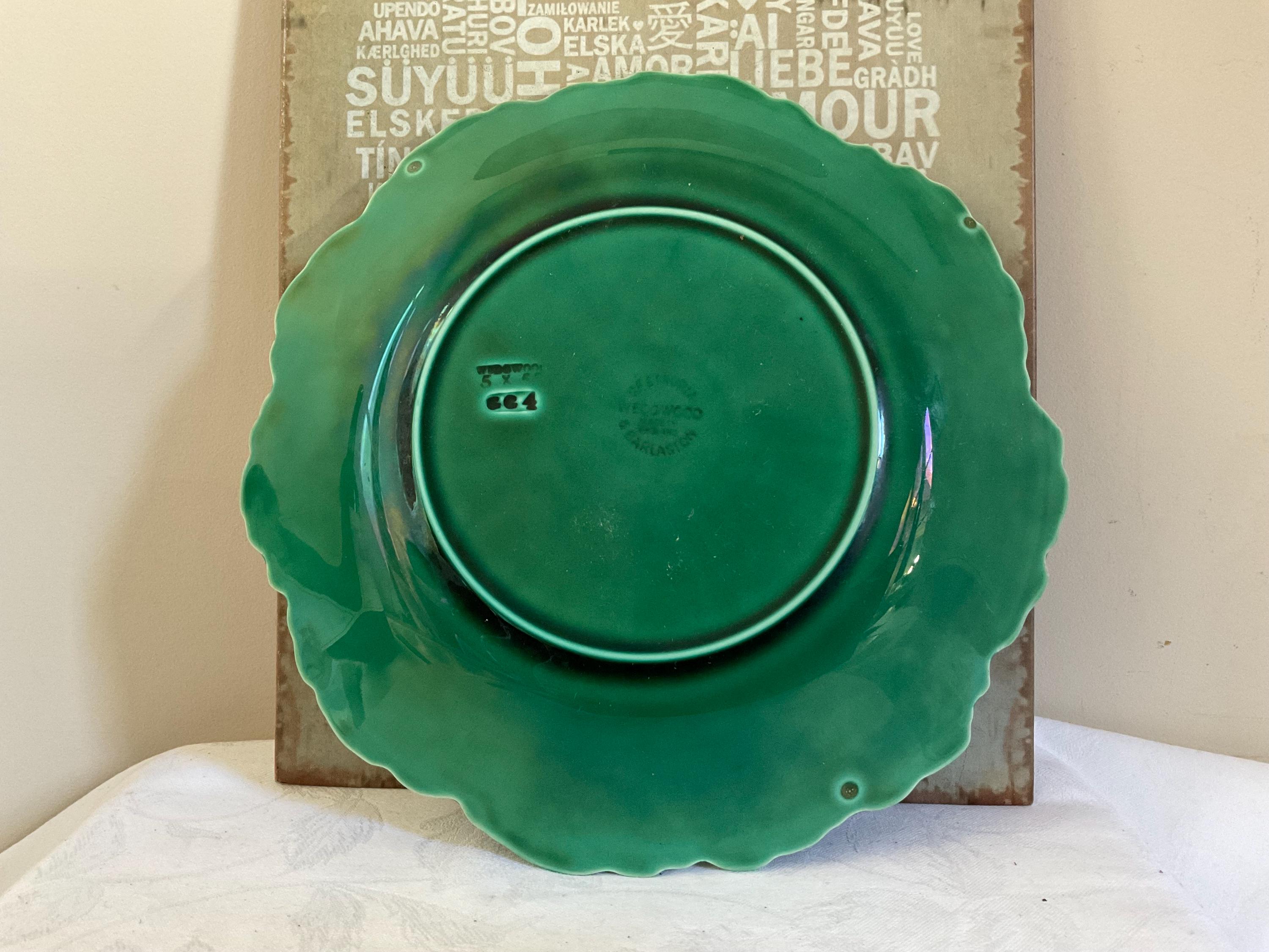 ウェッジウッド 1900年代中盤 マジョリカ焼き Green Leaf5枚セット