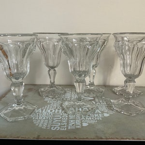 Six of six elegant English sherry liqueur or port glasses with a classic simple design, 1940 glassware, gift idea