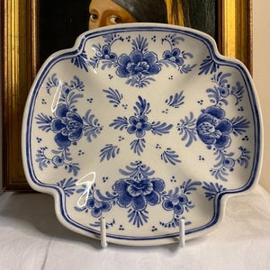 Vintage hand painted Delft de Delftse Pauw plate, collectable, Blue and white ceramic wall plate, display plate, Delft, Made in Holland