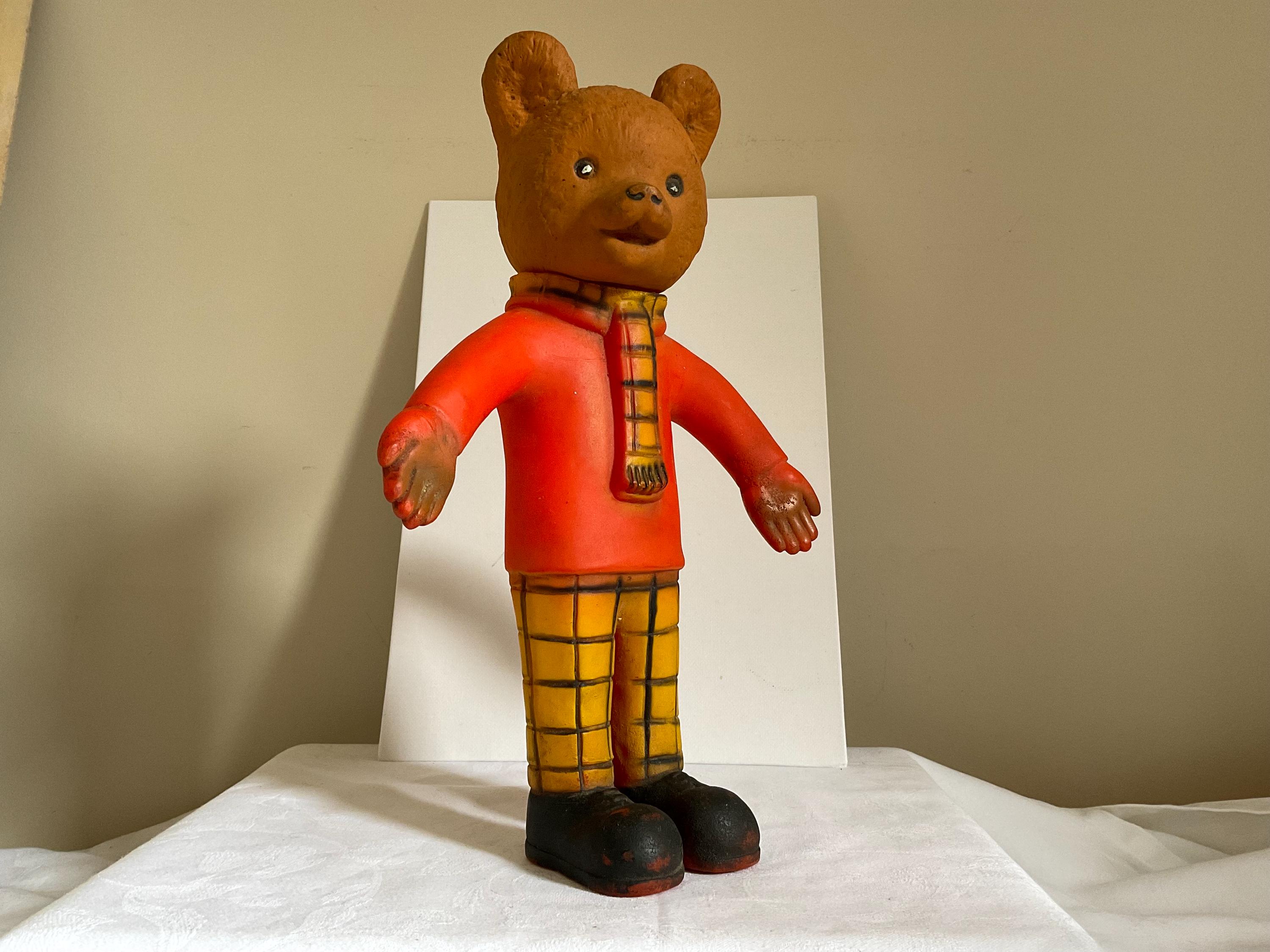 Vintage 1960s Squeaky Rupert Bear Vinyl Toy, Mary Tourtel