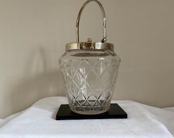 Antique Victorian Crystal Biscuit Barrel, Silver Plated EPNS, Sheffield