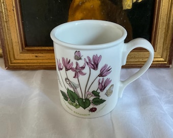 Vintage Portmeirion Botanic Gardens mug, coffee cup, cyclamen repandum, butterfly and paint cyclamen design , perfect