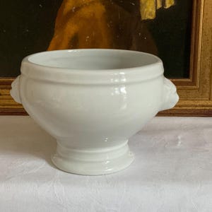 Vintage Apilco small french soup bowl, Classic white stamped APILCO soup bowl, white ceramic soup dish, lion head design