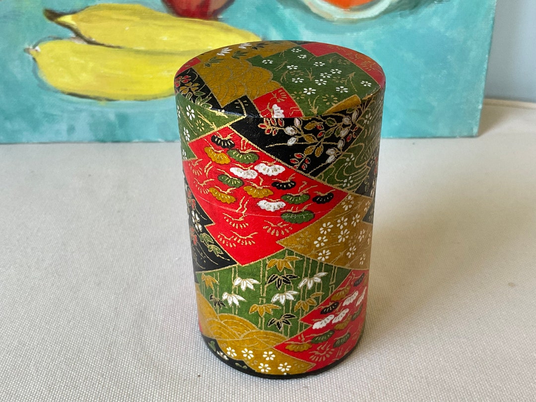Pretty Vintage Japanese Tea Storage Tin Tea Caddy green Tea Etsy