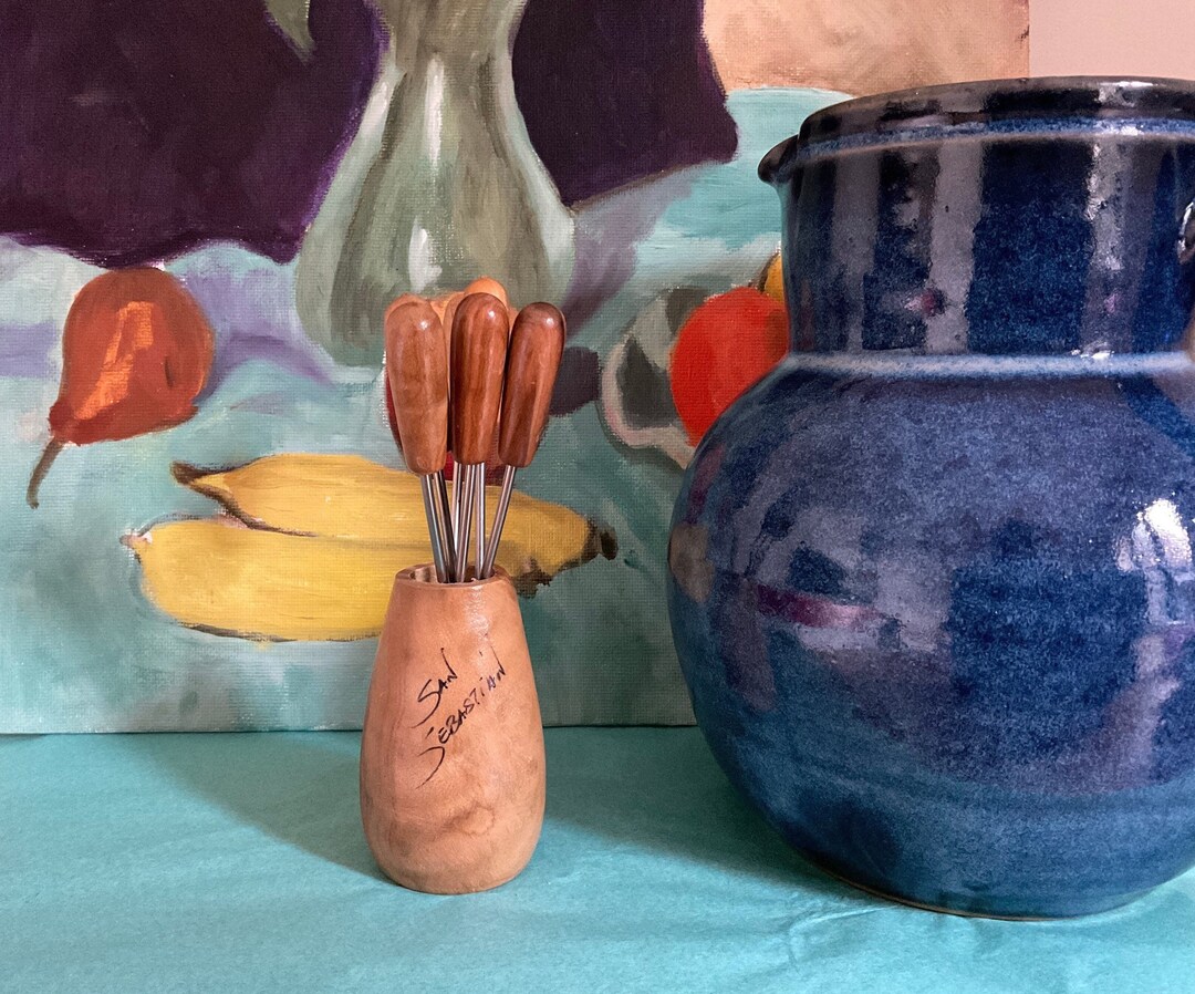 Stylish Olive Wood Seafood Sticks, Whelk Picks, Winkle Picks, Appetiser ...