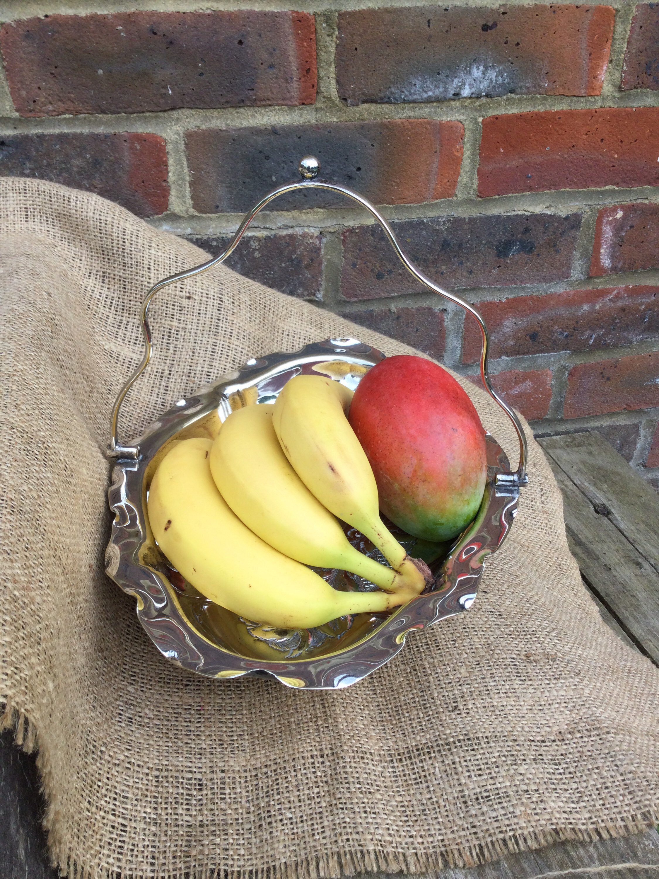 Beautiful vintage silver fruit dish with elegant handle Etsy