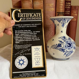 Irresistible Genuine Royal Blue Delftware Vase, blue and white floral hand painted small ceramic vase , beautiful home decor, Holland