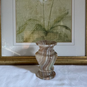 Vintage Onyx Bud Vase, Striped Stone Decor, Small Flower Vase
