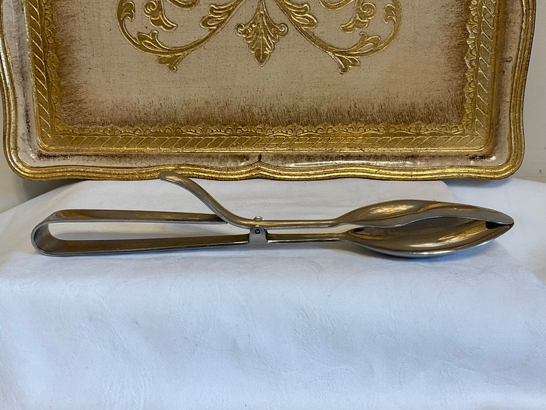 Retro Viners Stainless Steel Serving Tongs, Spring Loaded Salad Tongs ...