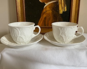 Vintage Wedgwood Countryware Teetasse und Untertasse Set, Cabbage Leaf Design